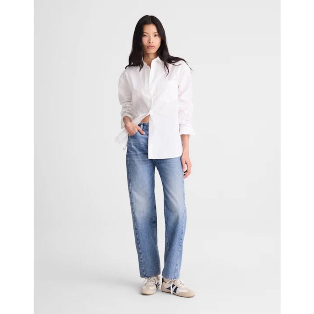 Madewell Women’s Large The Easy Shirt 100% Cotton Poplin Button Front White - Picture 9 of 11